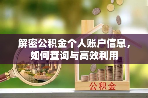 澄迈解密公积金个人账户信息，如何查询与高效利用