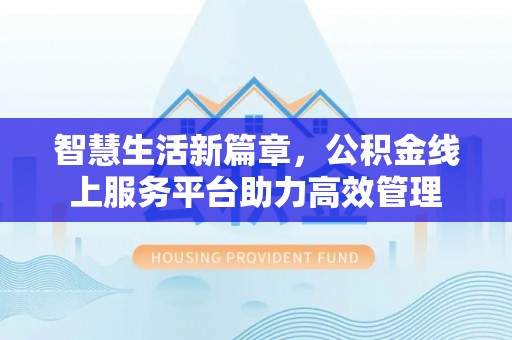 澄迈智慧生活新篇章，公积金线上服务平台助力高效管理